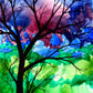 "Cool Color Tree: A Serene Watercolor Representation of Nature."