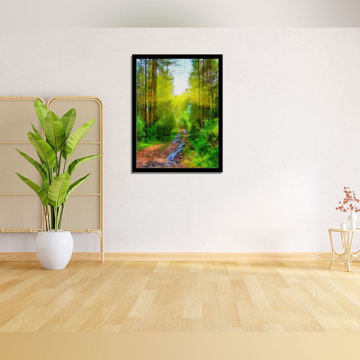 "Sunny Summer Landscape: A Digital Painting's Vibrant Interpretation."