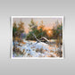 "Rural Winter Wonderland: A Charming Landscape Blanketed in Snow."