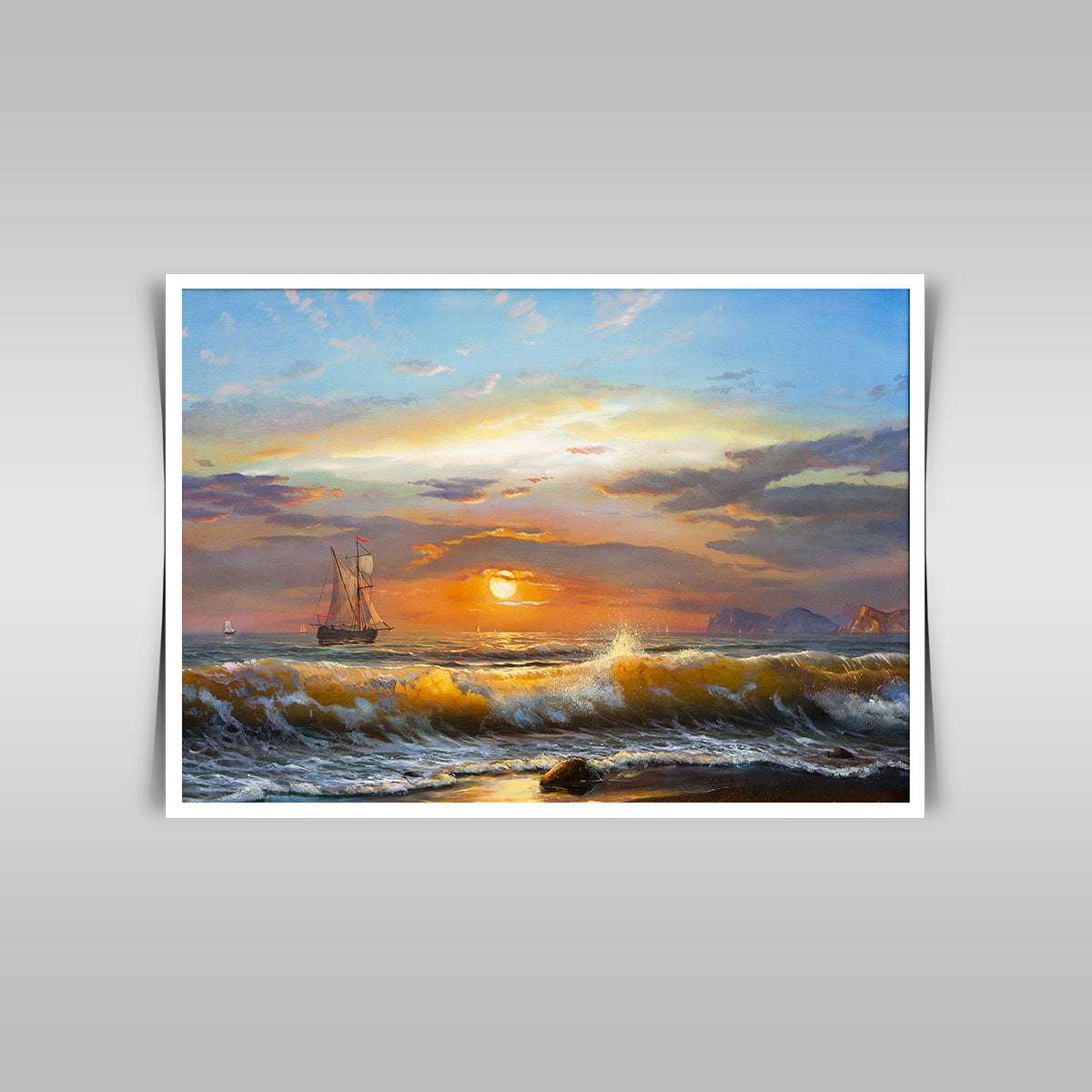 Sailboat at Sunset: An Oil Painting on Canvas, Capturing Maritime Beauty.