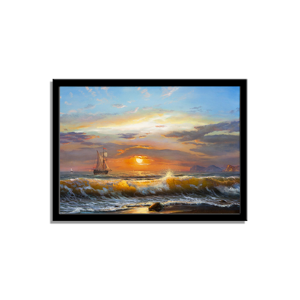 Sailboat at Sunset: An Oil Painting on Canvas, Capturing Maritime Beauty.