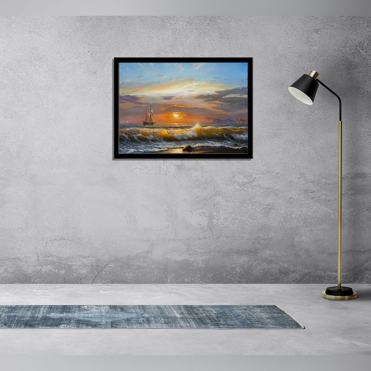 Sailboat at Sunset: An Oil Painting on Canvas, Capturing Maritime Beauty.