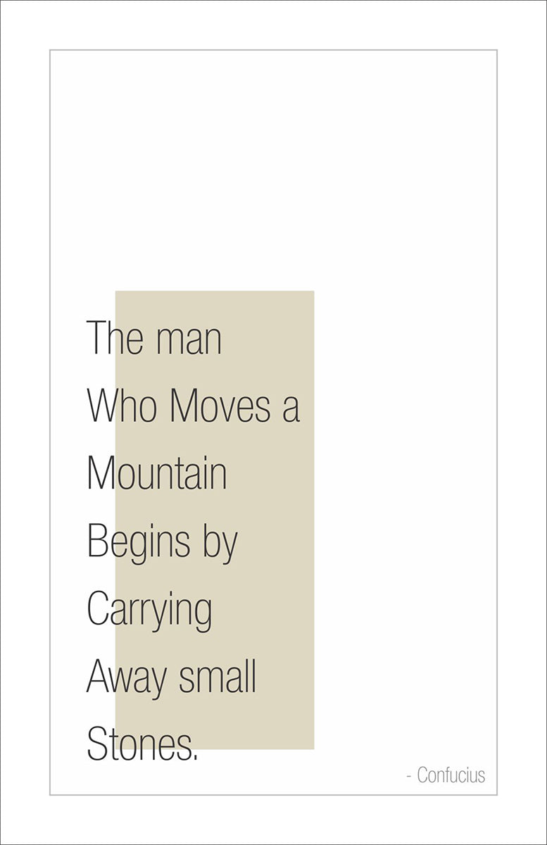 The man who moves a mountain begins by carrying away small stones.