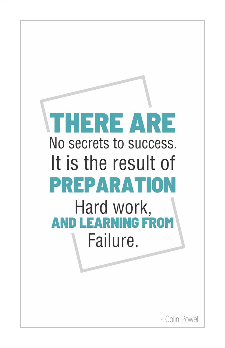 There are no secrets to success. It is the result of preparation, hard work, and learning from failure.