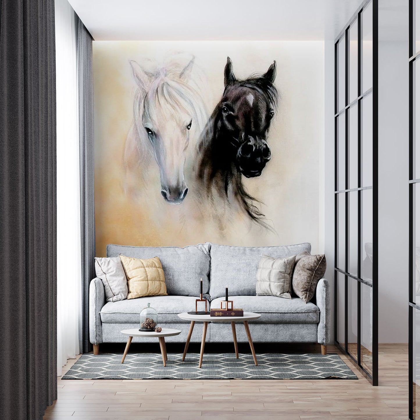 Harmony of Opposites: Black and White Horses