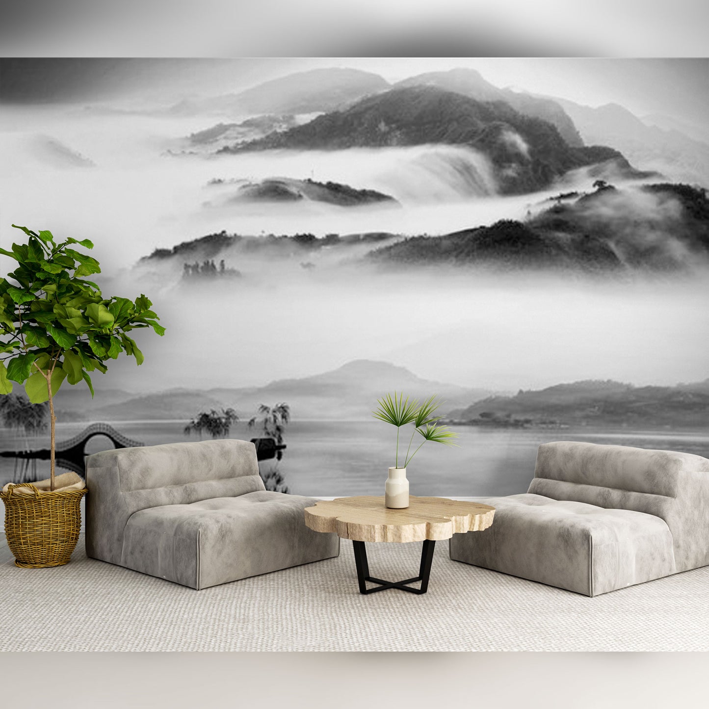 Misty Mountains and Reflections: A Timeless Landscape