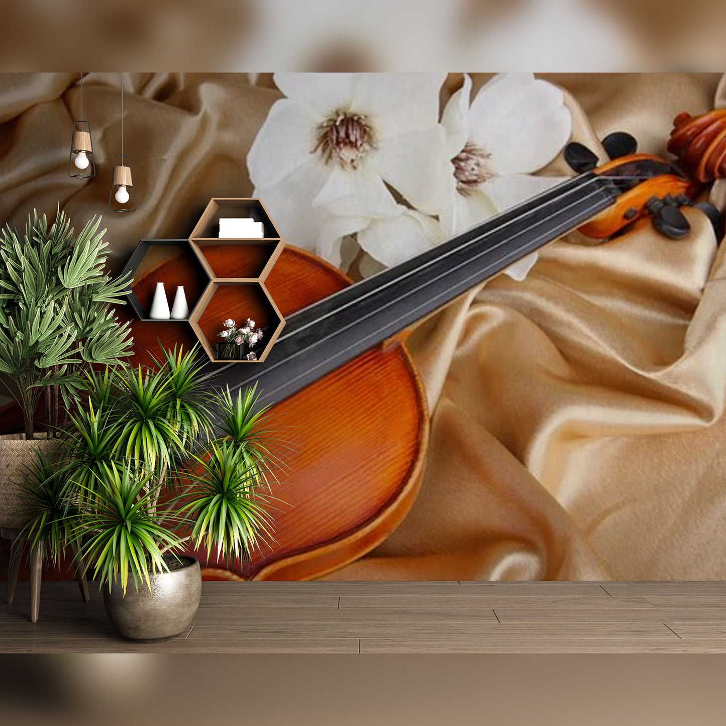 Elegance in Harmony: A Still Life with Violin and Flowers