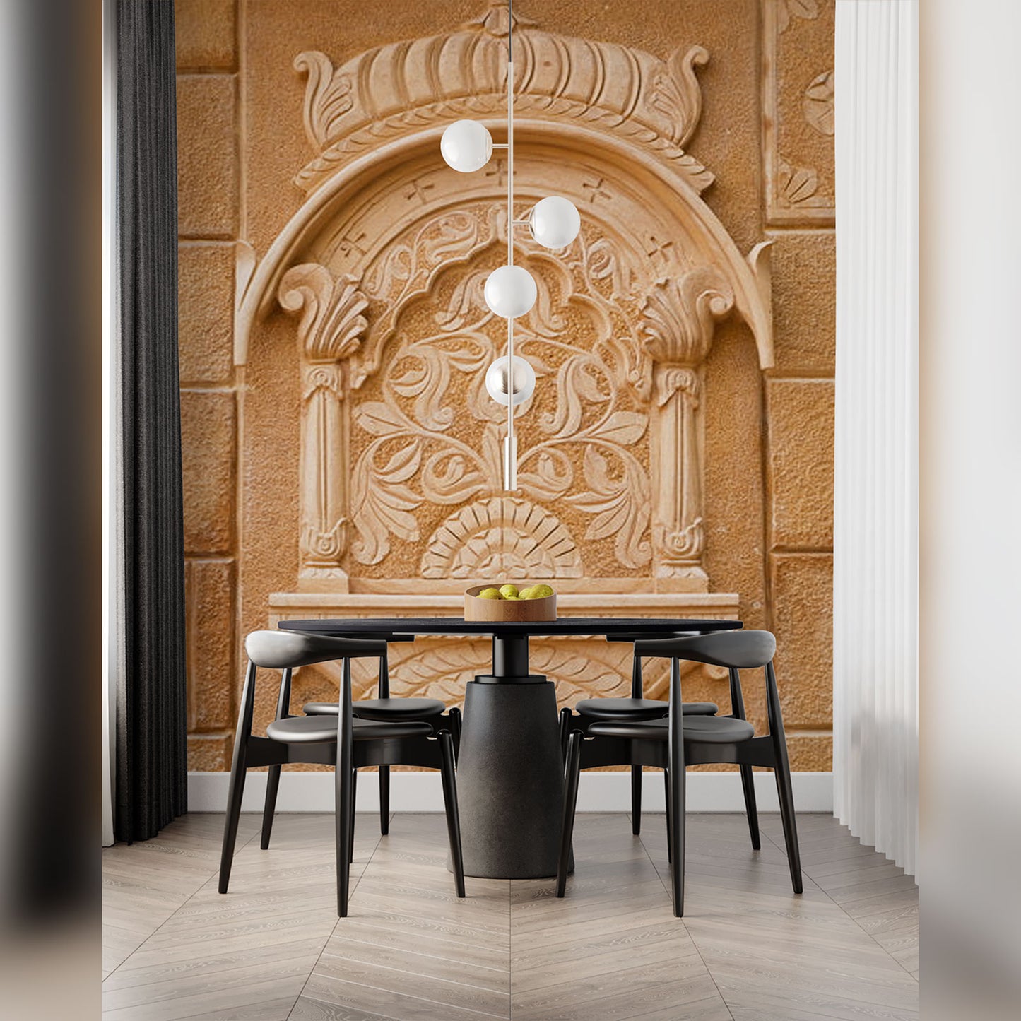 Fusion of Tradition and Modernity: A Dining Space with Artistic Heritage