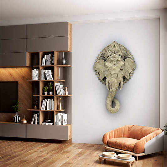 Elephant Head Carved Sculpture