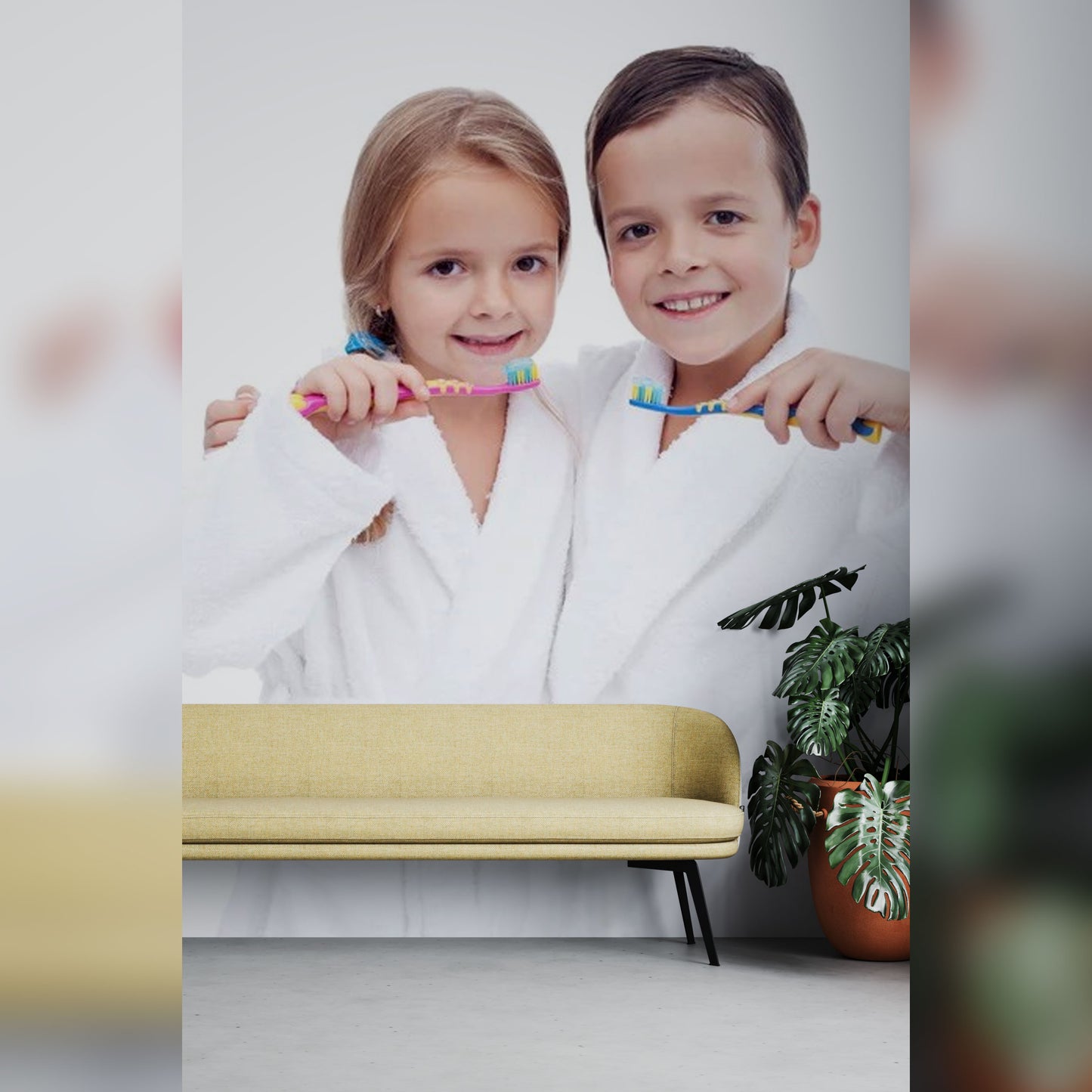 Siblings Brushing Teeth Together