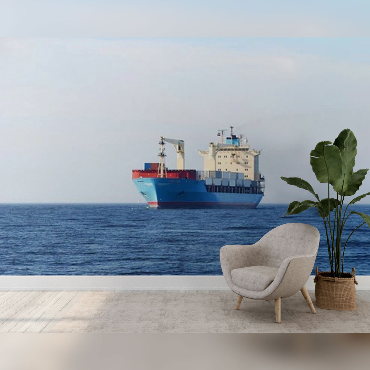 Cargo Ship Sailing on Open Sea