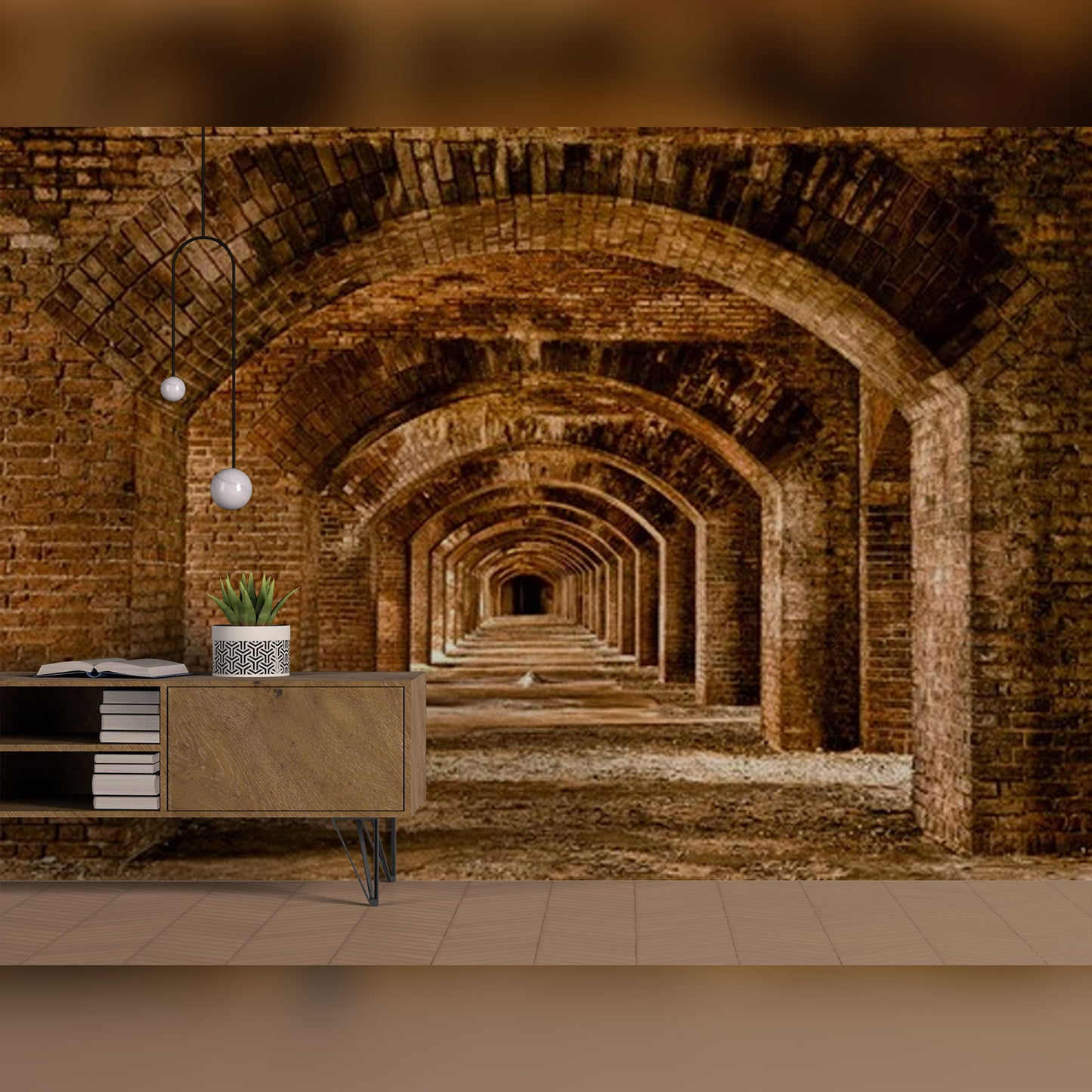 Endless Brick Archway Corridor