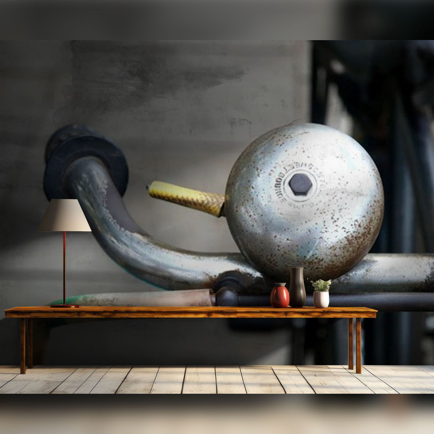 Close-Up of Rusty Bicycle Bell and Handlebar