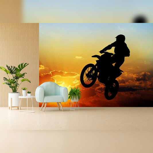 Motocross Rider in Sunset Flight