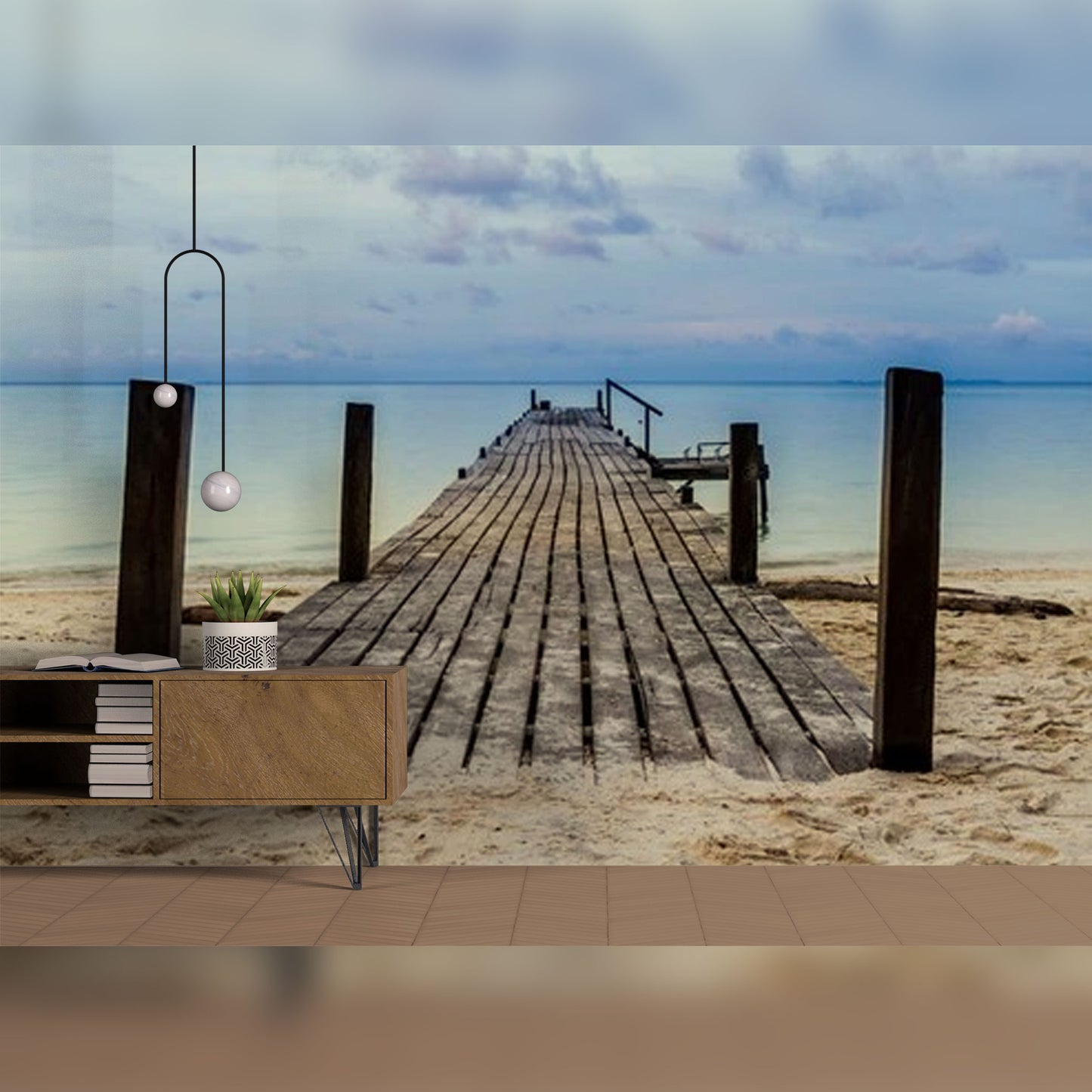 Serene Wooden Pier Leading to Calm Waters