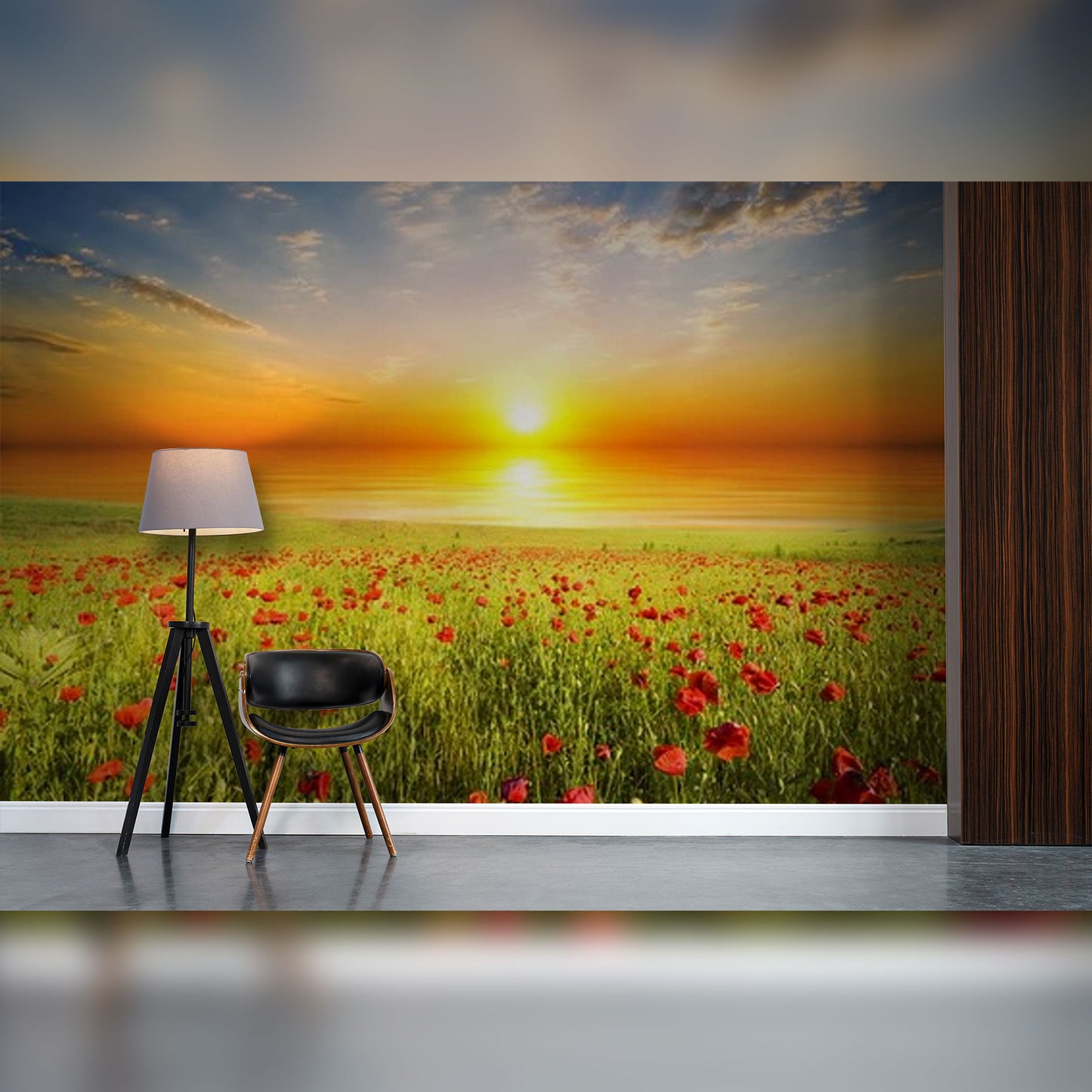 Sunrise Over a Field of Red Poppies