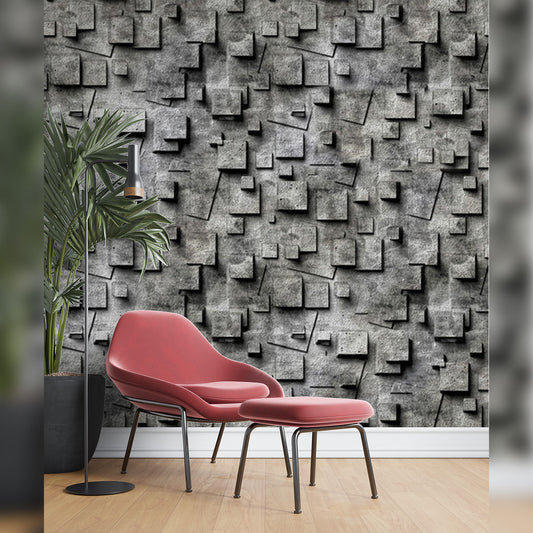 Abstract Concrete Geometric Wall Pattern