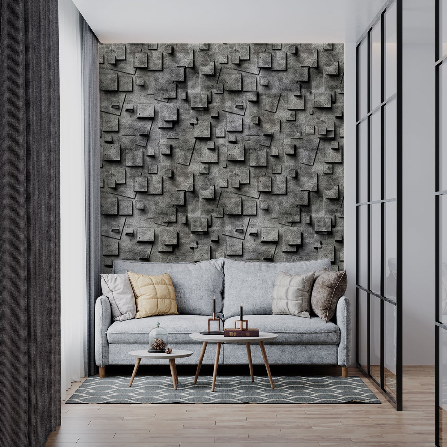 Abstract Concrete Geometric Wall Pattern