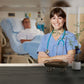 Caring Nurse with a Patient in a Hospital Room