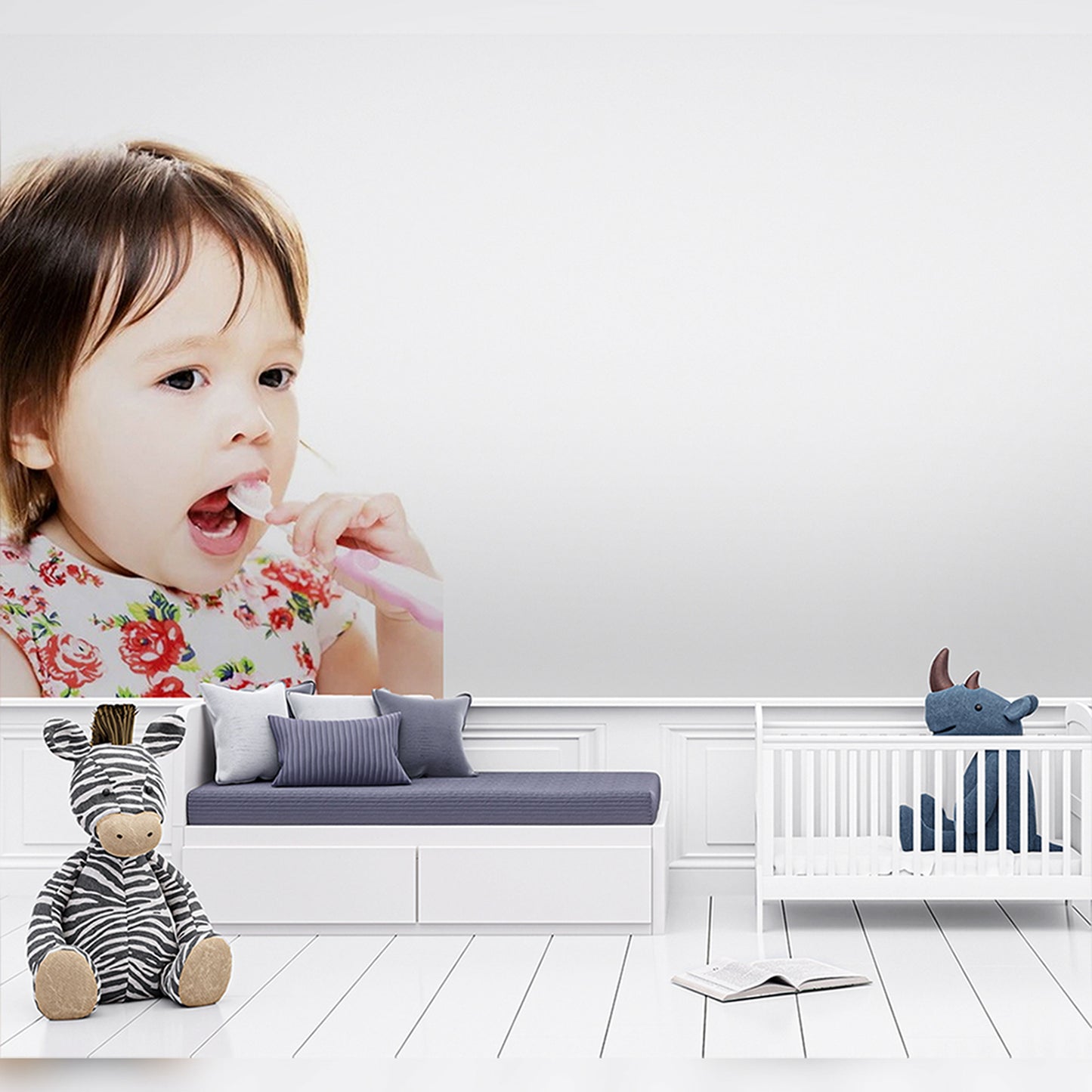 Adorable Toddler Eating with a Spoon