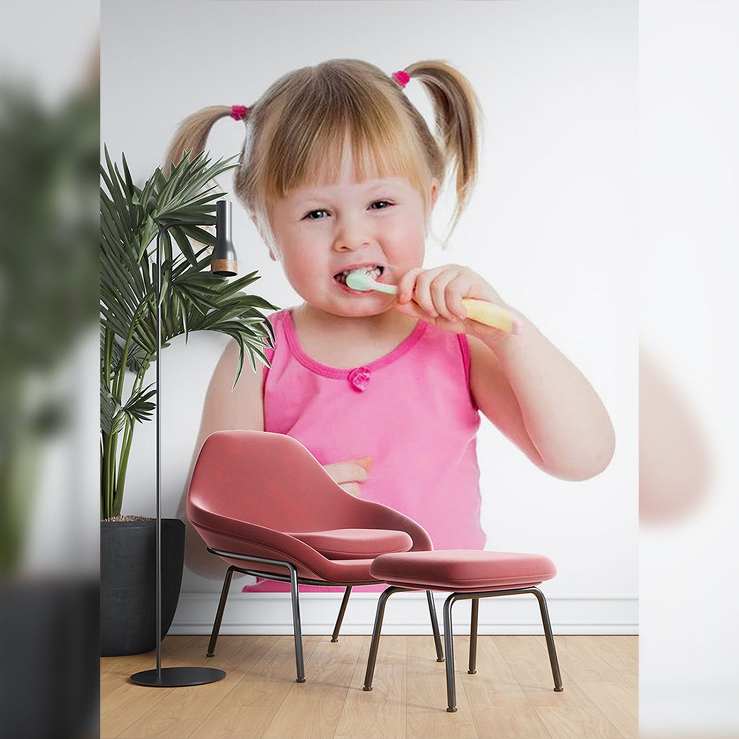 Adorable Toddler Brushing Teeth