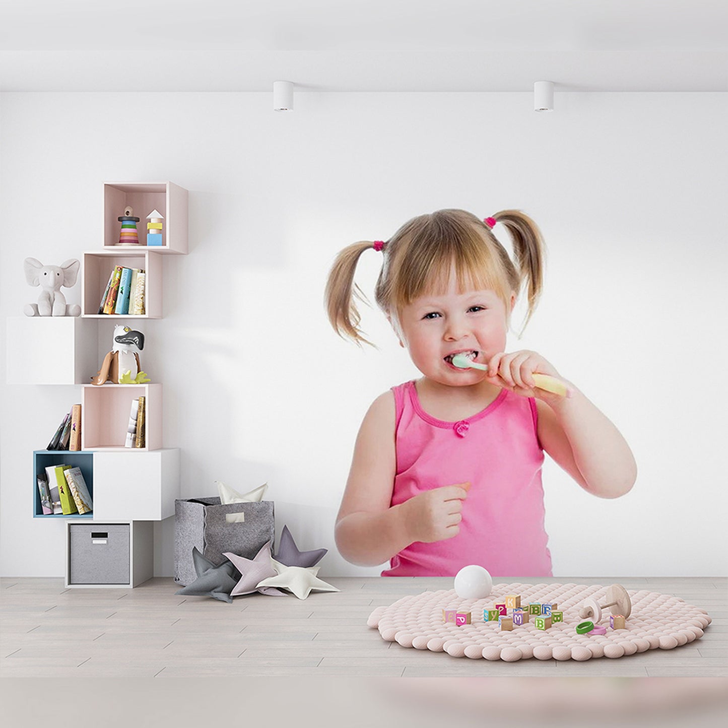 Adorable Toddler Brushing Teeth