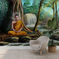 Buddha Meditating in a Serene Forest by a Waterfall