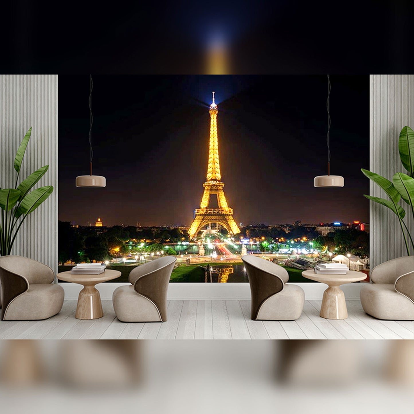 Eiffel Tower Illuminated at Night