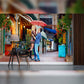 Joyful Lift Under the Red Umbrella