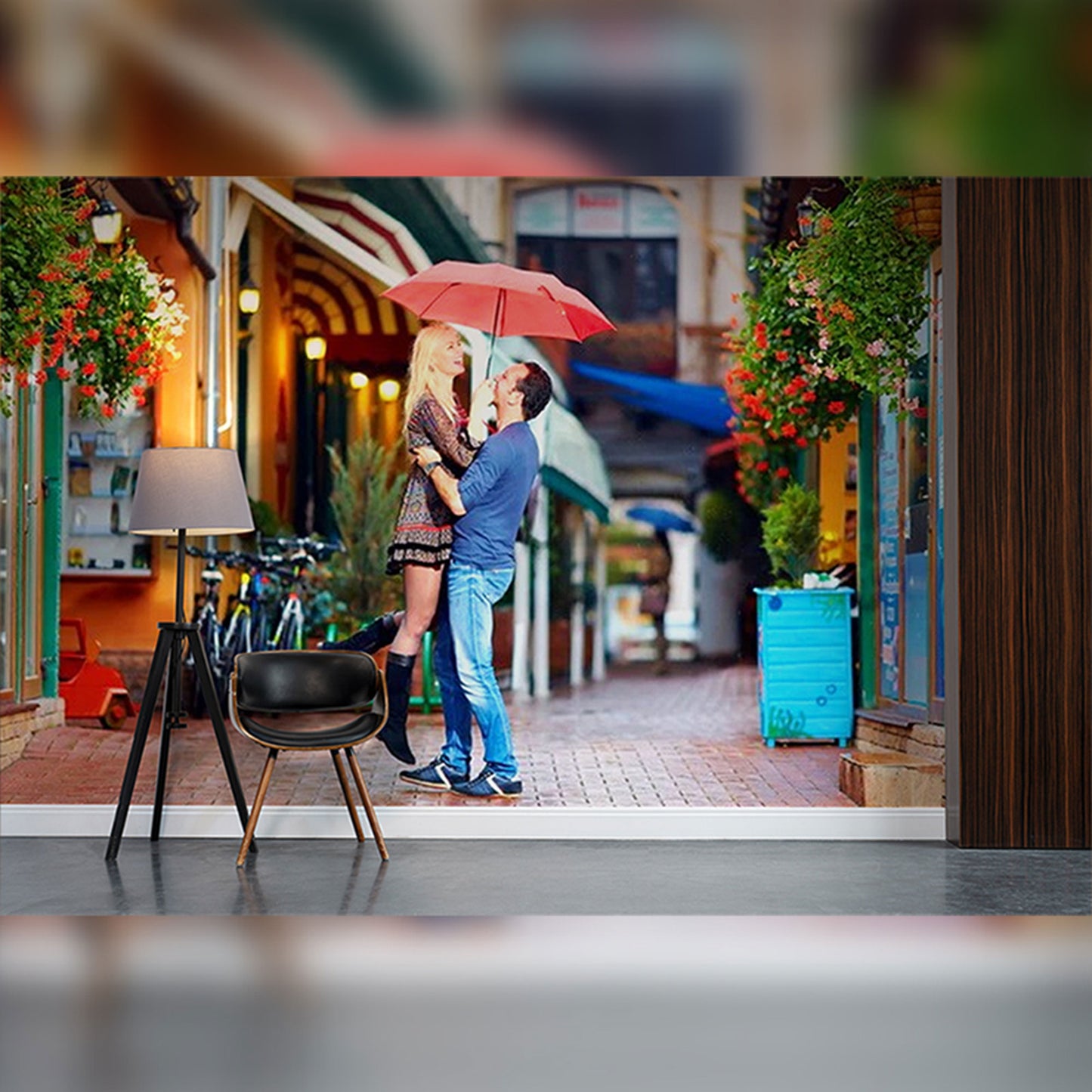 Joyful Lift Under the Red Umbrella