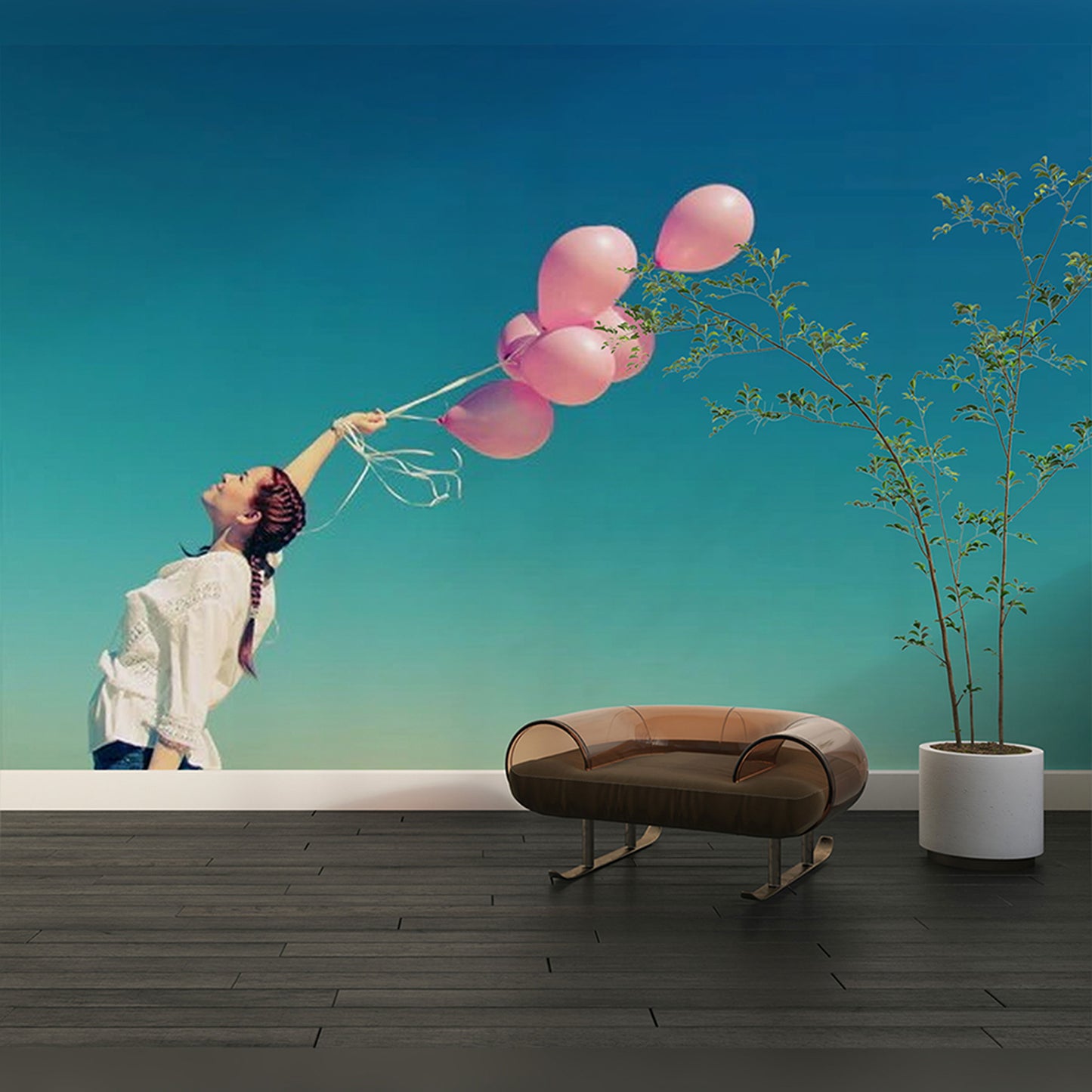 Carefree Joy: Girl with Pink Balloons