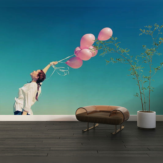 Carefree Joy: Girl with Pink Balloons