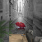 Paris in the Rain: A Red Umbrella and the Eiffel Tower