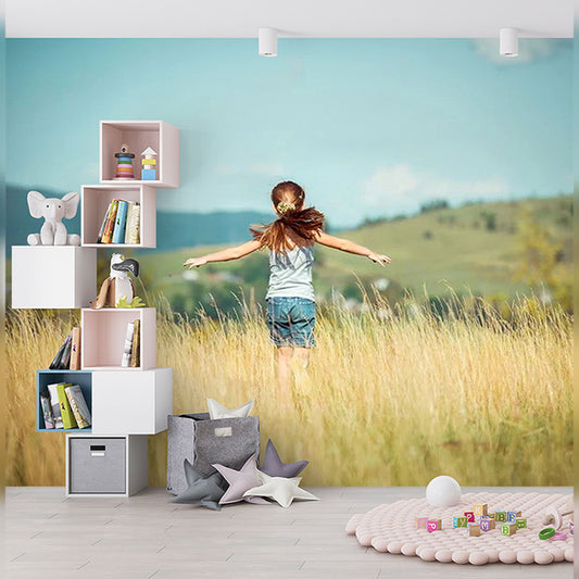 Playful Children's Room with Nature-Inspired Wall Mural