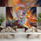 Vibrant Lounge with Abstract Art Mural