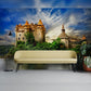 Enchanting Living Room with Castle Landscape Mural