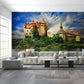 Enchanting Living Room with Castle Landscape Mural