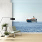 Nautical-Themed Lounge with Ocean Freight Mural