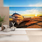 Coastal Living Room with Sunset Beach Mural