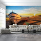 Coastal Living Room with Sunset Beach Mural