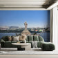 Urban Living Room with Iconic Cityscape Mural