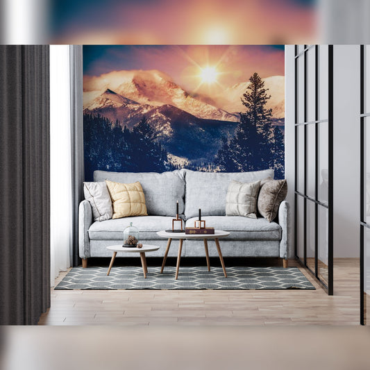 Majestic Mountain Sunrise Mural