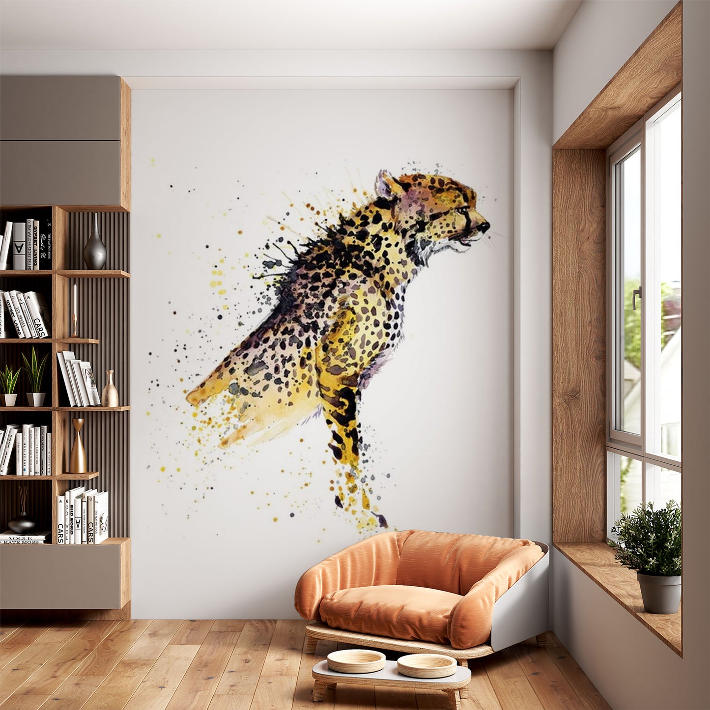 Fierce Cheetah Watercolor Mural