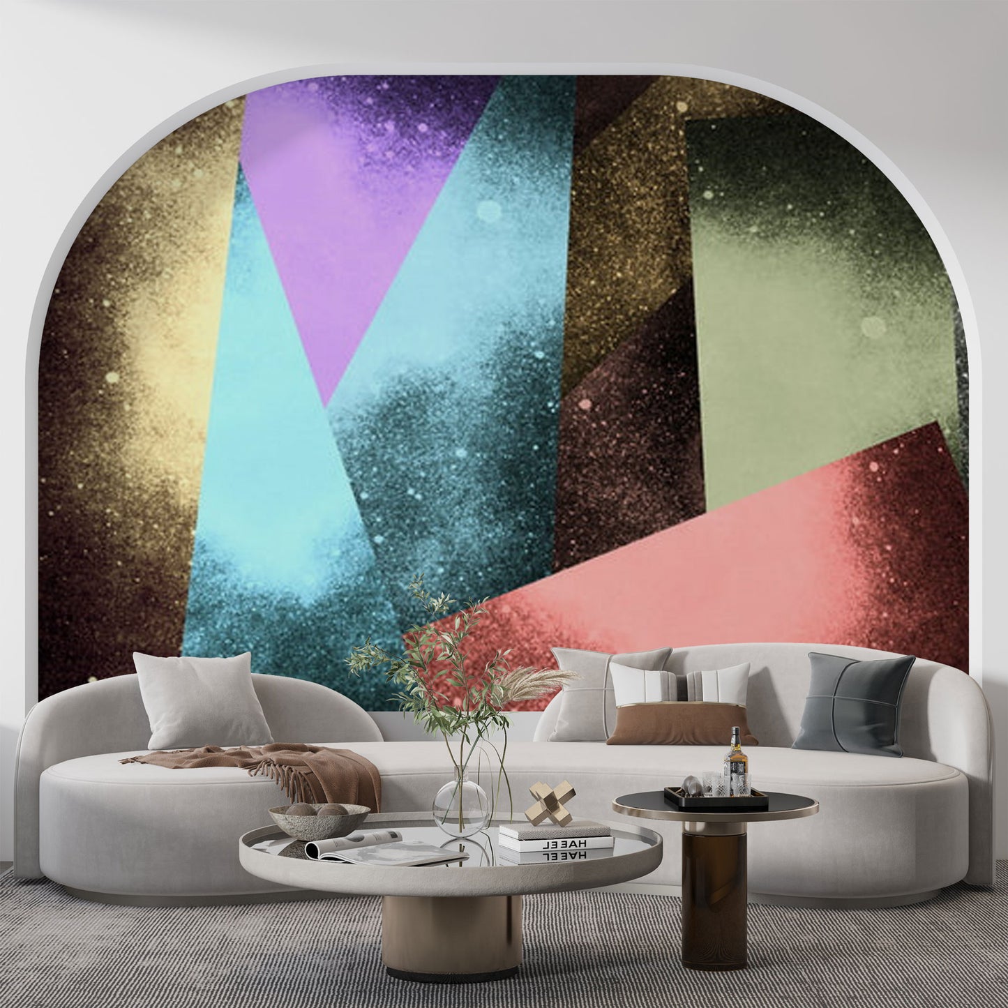 Abstract Geometric Galaxy Mural