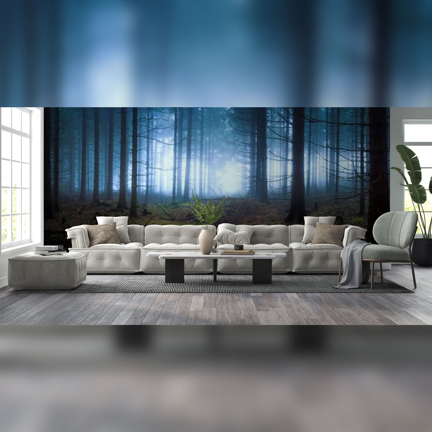 Mystical Forest Interior: Enchanting Nature-Inspired Living Room