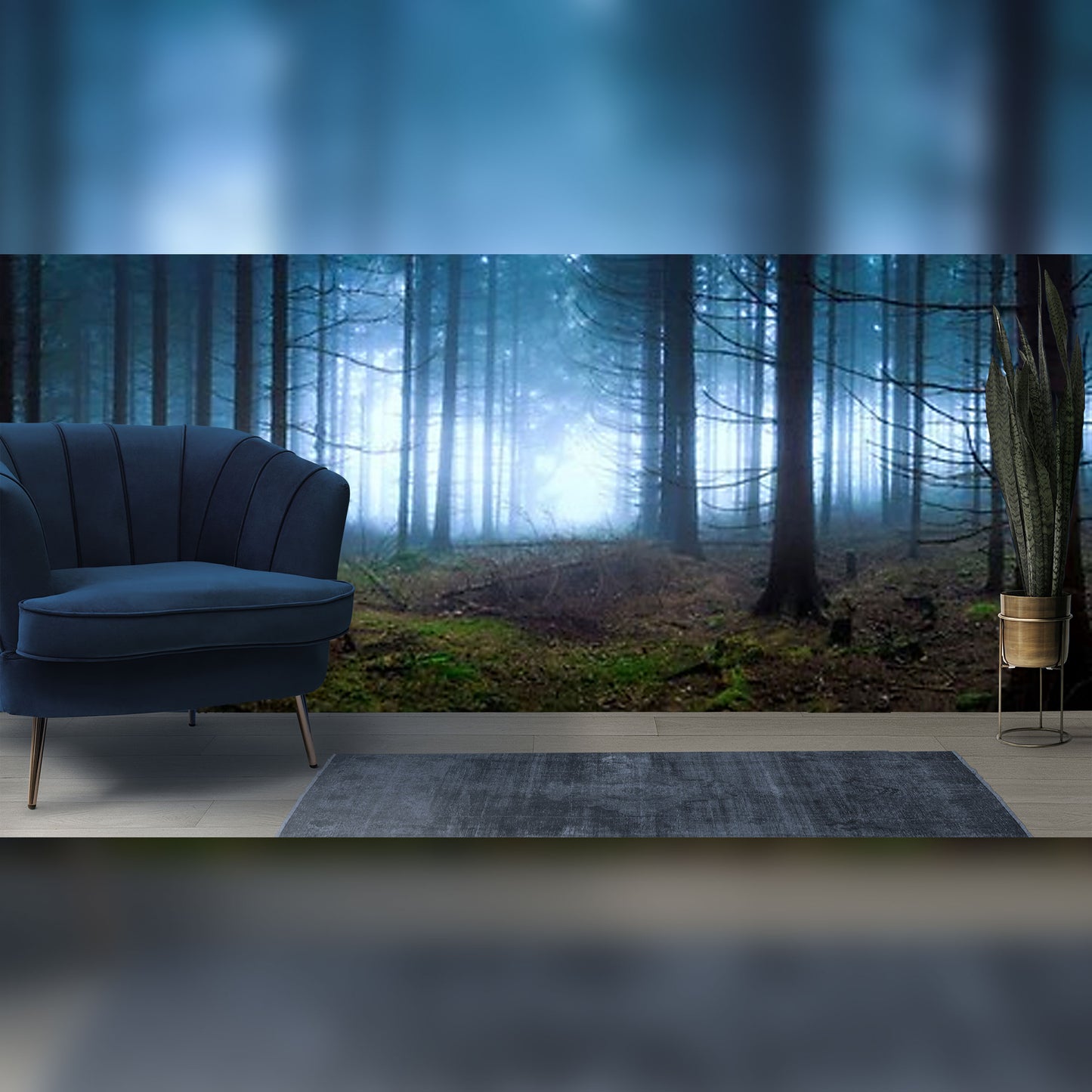 Mystical Forest Interior: Enchanting Nature-Inspired Living Room