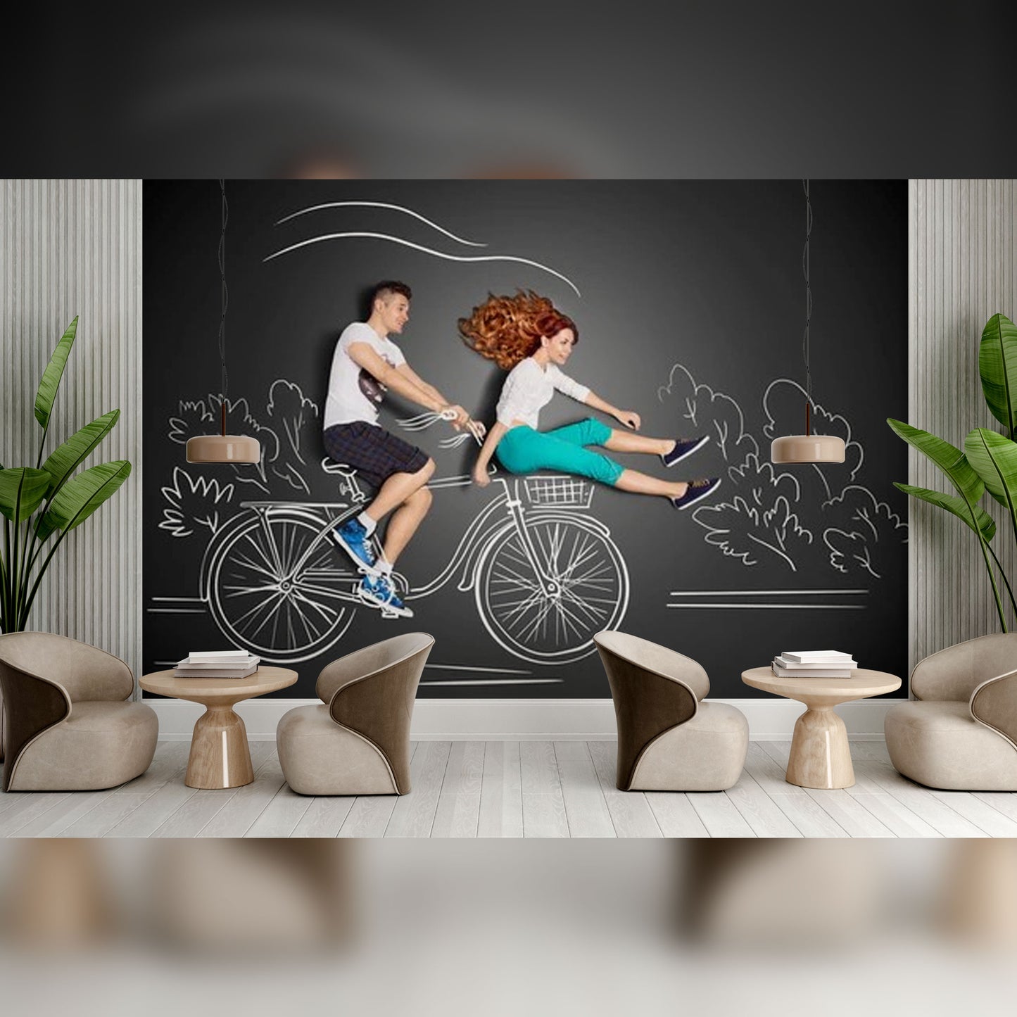 Whimsical Living Space with Creative Chalkboard Mural