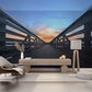 Modern Living Room with Scenic Bridge Wall Mural