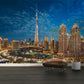 Modern Lounge with Dubai Skyline Mural