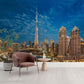 Modern Lounge with Dubai Skyline Mural